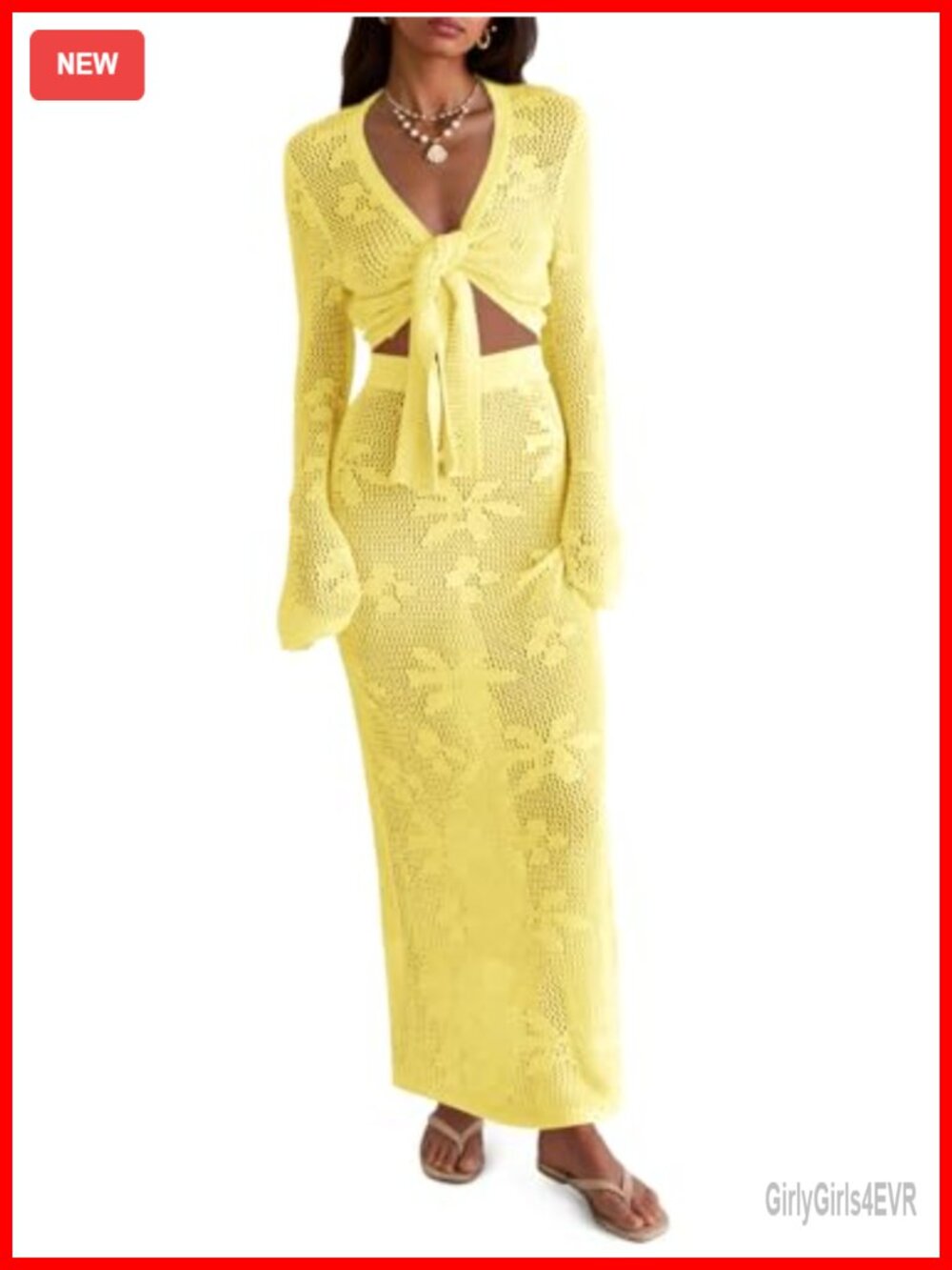 Womens Crochet Swim Cover Up 2 Piece Boho Knit Cami Maxi Set